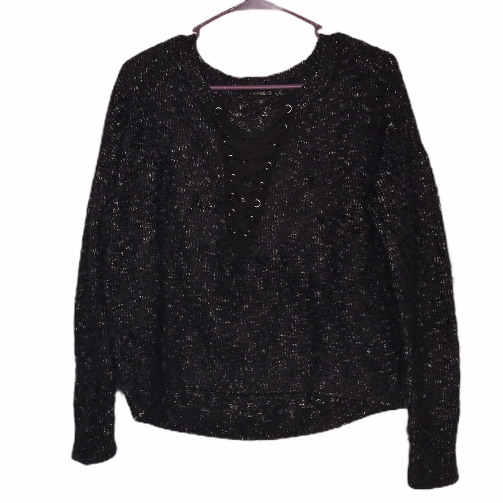 Express Black Chunky Cropped Sweater- Size Medium